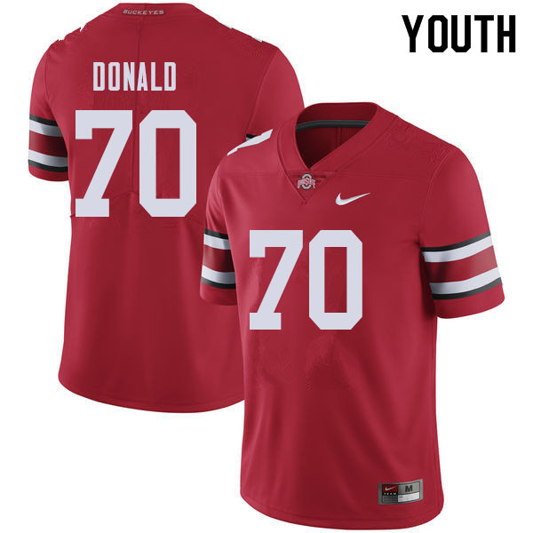 Ohio State Buckeyes Noah Donald Youth #70 Red Authentic Stitched College Football Jersey